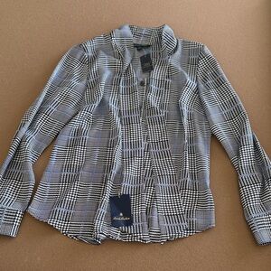 NWT Brooks Brothers Black and White Checkered Blouse